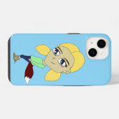 チビ（小さくかわいく書いた感じ）の女 iPhoneケース (裏面横)