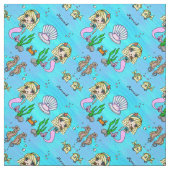 チビ（小さくかわいく書いた感じ）の日本製アニメの人魚および魚のpersonalizable生地 ファブリック (見本)