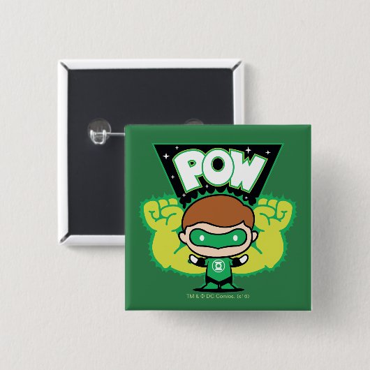 チビ（小さくかわいく書いた感じ）の緑のランタンが巨大なこぶしを形成 缶バッジ (正面&裏面)