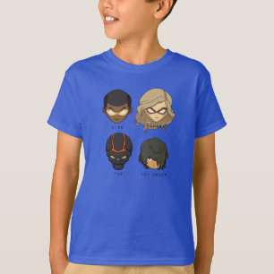 チビ(小さくかわいく書いた感じ)の英雄3/4枚の袖のTシャツ(黒) Tシャツ