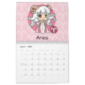 チビ（小さくかわいく書いた感じ）の(占星術の)十二宮図 カレンダー (3月 2027)