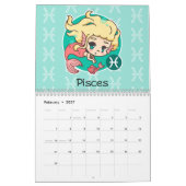 チビ（小さくかわいく書いた感じ）の(占星術の)十二宮図 カレンダー (2月 2027)