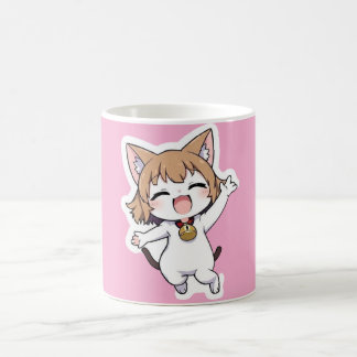 チビ(小さくかわいく書いた感じ)よくはしゃぐキャットガール コーヒーマグカップ