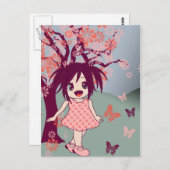 チビ(小さくかわいく書いた感じ)アニメマンガかわいい女日本のの子はがき ポストカード (正面/裏面)