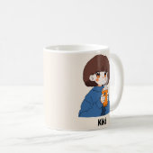 チビ(小さくかわいく書いた感じ)アニメ女子コーヒーマグを飲む コーヒーマグカップ (正面右)