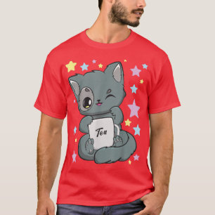 チビ（小さくかわいく書いた感じ）アニメ猫ボバティー飲むかわいい猫ファ Tシャツ