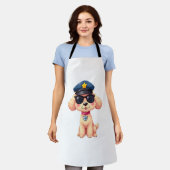 チビ（小さくかわいく書いた感じ）アニメ警察プードル犬 エプロン (着用した状態)