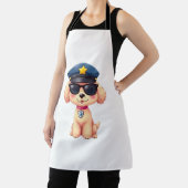 チビ（小さくかわいく書いた感じ）アニメ警察プードル犬 エプロン (インサイチュ)