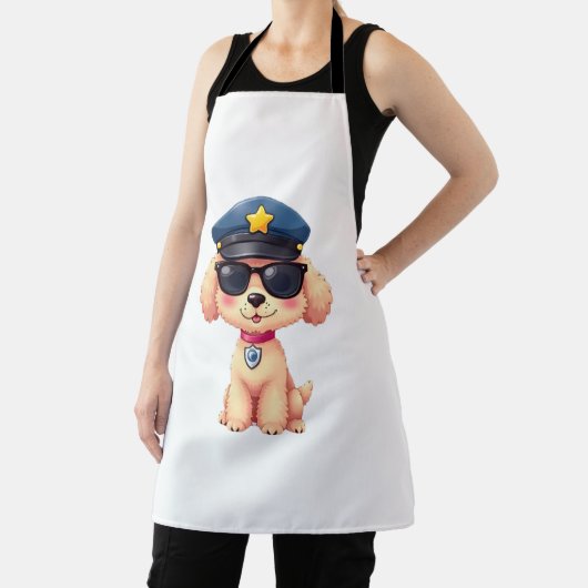 チビ（小さくかわいく書いた感じ）アニメ警察プードル犬 エプロン (インサイチュ)