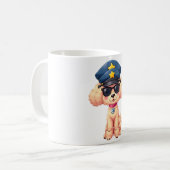 チビ(小さくかわいく書いた感じ)アニメ警察プードル犬 コーヒーマグカップ (正面左)