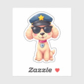 チビ(小さくかわいく書いた感じ)アニメ警察プードル犬 シール (シート)