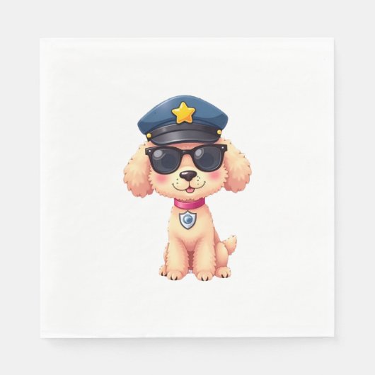 チビ（小さくかわいく書いた感じ）アニメ警察プードル犬 スタンダードランチョンナプキン (正面)