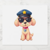 チビ（小さくかわいく書いた感じ）アニメ警察プードル犬 スパークリングワインラベル (シングルラベル)