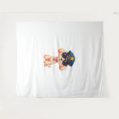 チビ（小さくかわいく書いた感じ）アニメ警察プードル犬 タペストリー (正面(横))