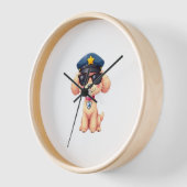 チビ（小さくかわいく書いた感じ）アニメ警察プードル犬 壁時計 (傾斜)