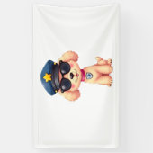 チビ（小さくかわいく書いた感じ）アニメ警察プードル犬 横断幕 (縦)