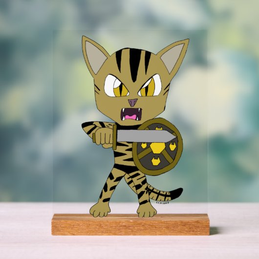 チビ（小さくかわいく書いた感じ）ウォリアー猫 アクリルサイン (ニュートラル)