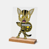 チビ（小さくかわいく書いた感じ）ウォリアー猫 アクリルサイン (傾斜)
