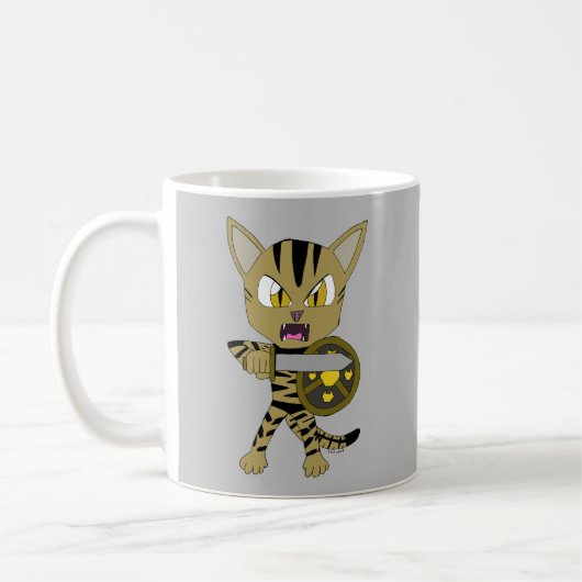 チビ(小さくかわいく書いた感じ)ウォリアー猫 コーヒーマグカップ (左)