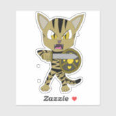 チビ(小さくかわいく書いた感じ)ウォリアー猫 シール (シート)