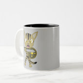 チビ（小さくかわいく書いた感じ）ウォリアー猫 ツートーンマグカップ (正面左)