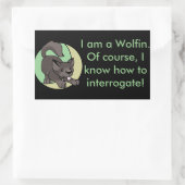 チビ(小さくかわいく書いた感じ)ウルフシール 長方形シール (バッグ)