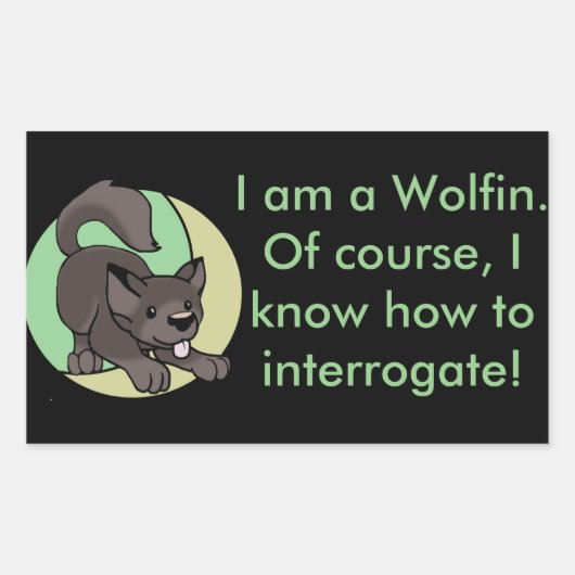 チビ(小さくかわいく書いた感じ)ウルフシール 長方形シール (正面)