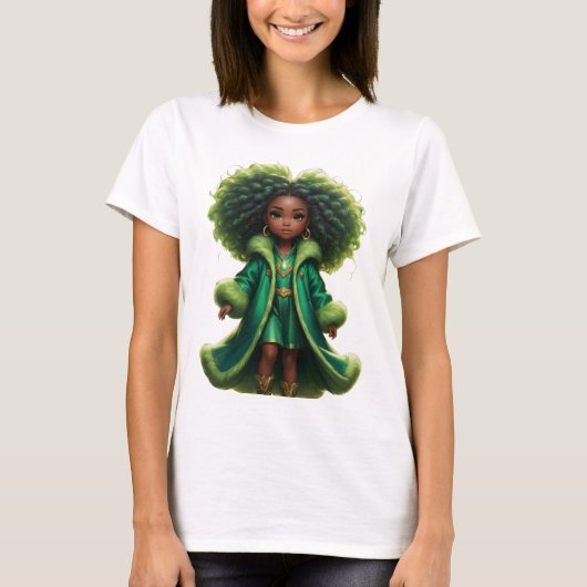 チビ(小さくかわいく書いた感じ)エレガント女 Tシャツ (正面)