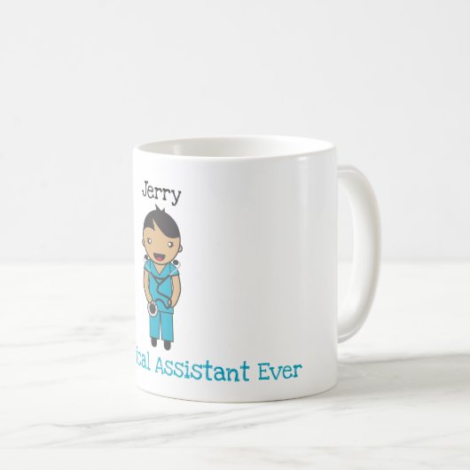 チビ(小さくかわいく書いた感じ)カスタム病院/クリニック・ワーカーありがとう コーヒーマグカップ (正面右)