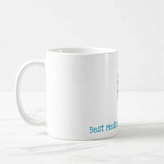 チビ(小さくかわいく書いた感じ)カスタム病院/クリニック・ワーカーありがとう コーヒーマグカップ (左)