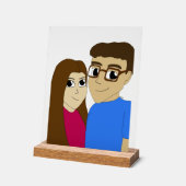 チビ（小さくかわいく書いた感じ）カップル アクリルサイン (傾斜)