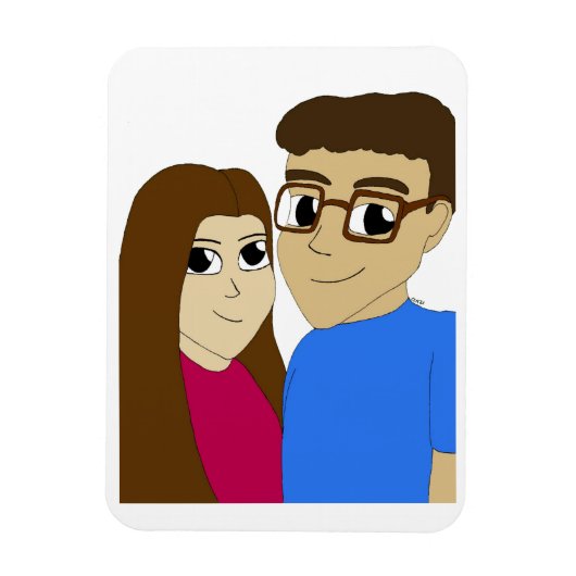 チビ(小さくかわいく書いた感じ)カップル マグネット (縦)