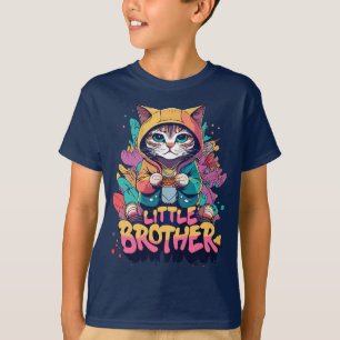 チビ（小さくかわいく書いた感じ）カラフルフード猫リトルブラザー Tシャツ