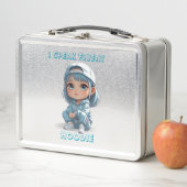 チビ（小さくかわいく書いた感じ）ガールインフード付きスウェットシャツ&キャップ メタルランチボックス (インサイチュ)