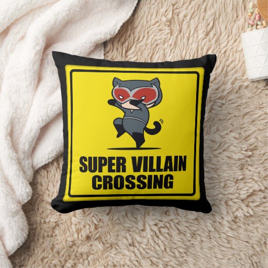 チビ（小さくかわいく書いた感じ）キャットウすごいーマンヴィラン交差標識 クッション (ブランケット)