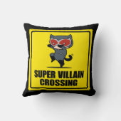 チビ(小さくかわいく書いた感じ)キャットウすごいーマンヴィラン交差標識 クッション (裏面)