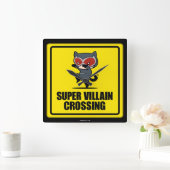 チビ（小さくかわいく書いた感じ）キャットウーマンすごいヴィラン交差標識 スクエア壁時計 (ホーム)