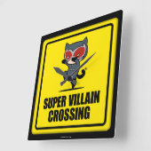 チビ（小さくかわいく書いた感じ）キャットウーマンすごいヴィラン交差標識 スクエア壁時計 (傾斜)