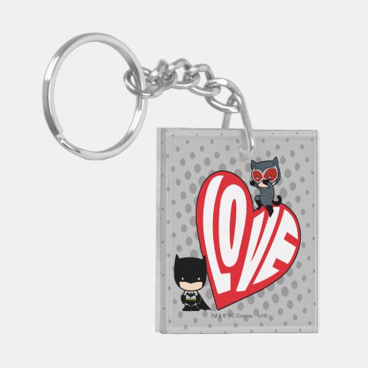 チビ(小さくかわいく書いた感じ)キャットウーマンオンバットマン キーホルダー (正面左)
