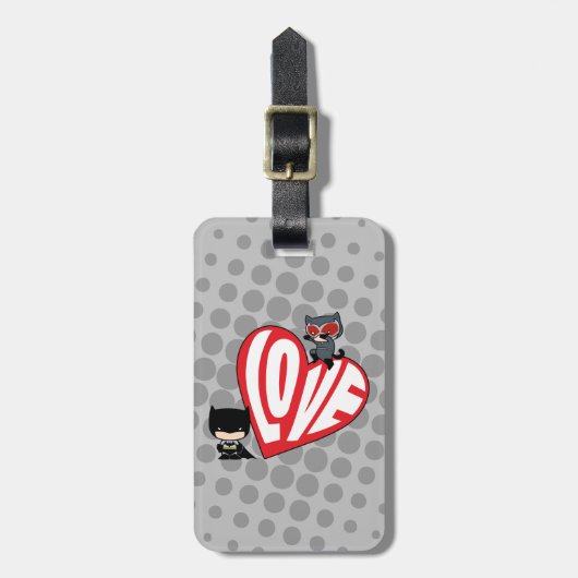 チビ（小さくかわいく書いた感じ）キャットウーマンオンバットマン ラゲッジタグ (正面縦)