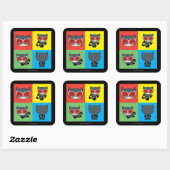 チビ(小さくかわいく書いた感じ)キャットウーマンキャラクターポーズ スクエアシール (シート)