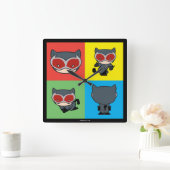 チビ(小さくかわいく書いた感じ)キャットウーマンキャラクターポーズ スクエア壁時計 (ホーム)