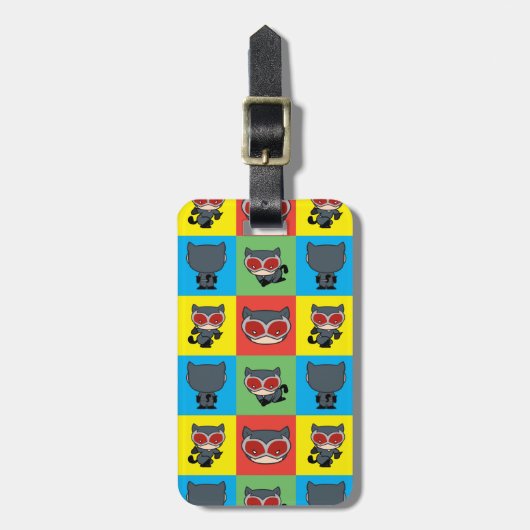 チビ（小さくかわいく書いた感じ）キャットウーマンキャラクターポーズ ラゲッジタグ (正面縦)