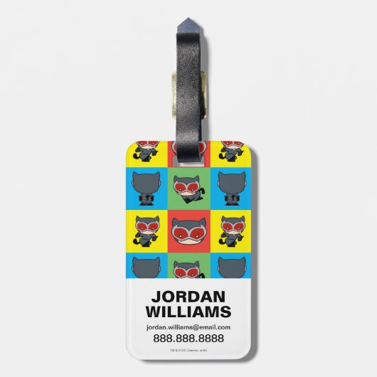 チビ（小さくかわいく書いた感じ）キャットウーマンキャラクターポーズ ラゲッジタグ (裏面縦)