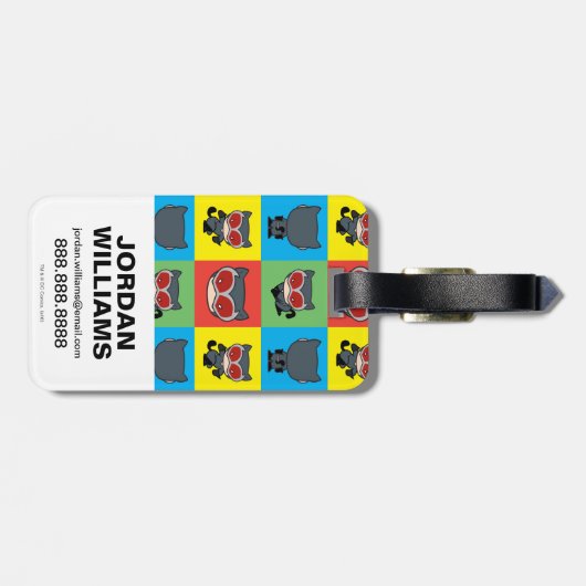 チビ（小さくかわいく書いた感じ）キャットウーマンキャラクターポーズ ラゲッジタグ (裏面横)