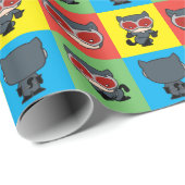 チビ（小さくかわいく書いた感じ）キャットウーマンキャラクターポーズ ラッピングペーパー (ロールコーナー)