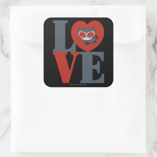 チビ(小さくかわいく書いた感じ)キャットウーマンラブ スクエアシール (バッグ)