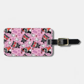 チビ（小さくかわいく書いた感じ）キャットウーマン、ハーレークイン&キッテンズパターン ラゲッジタグ (正面横)