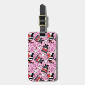 チビ(小さくかわいく書いた感じ)キャットウーマン、ハーレークイン&キッテンズパターン ラゲッジタグ (正面縦)