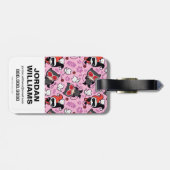 チビ（小さくかわいく書いた感じ）キャットウーマン、ハーレークイン&キッテンズパターン ラゲッジタグ (裏面横)